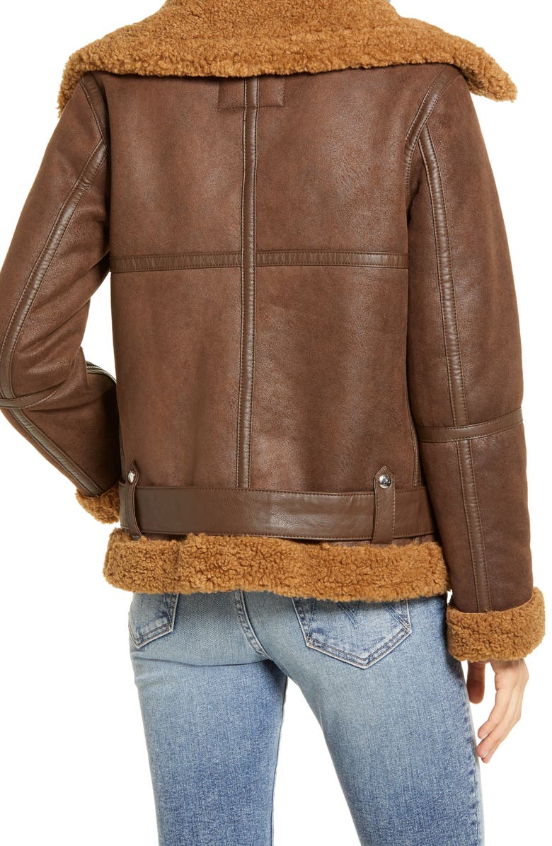 Sam Edelman Faux Shearling Moto Jacket, Alternate, color,