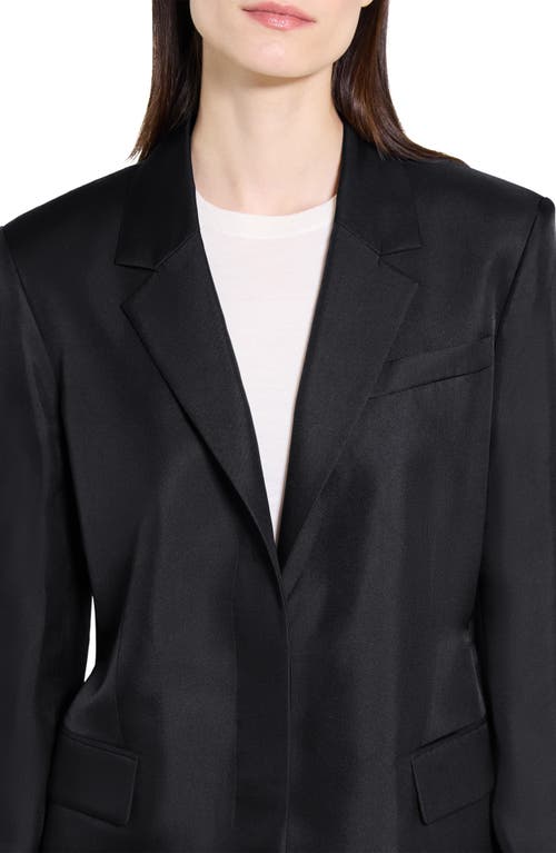 Theory Notched Lapel Silk Blazer In Black