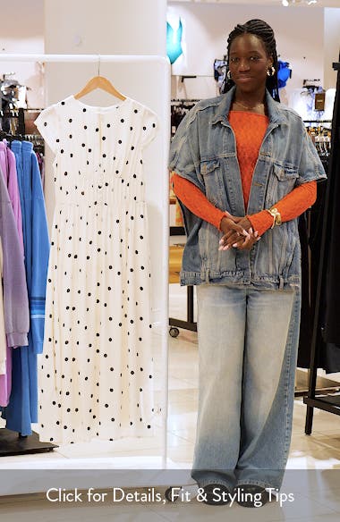 【P.h.D.】Pin Dot Pleated Long Dress Petal & Pup Darline Dot Keyhole Midi Dress | Nordstrom
