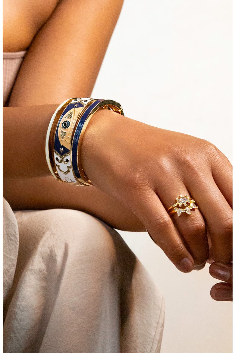 Evil Eye Enamel Hinge Bracelet, Alternate, color, GOLD