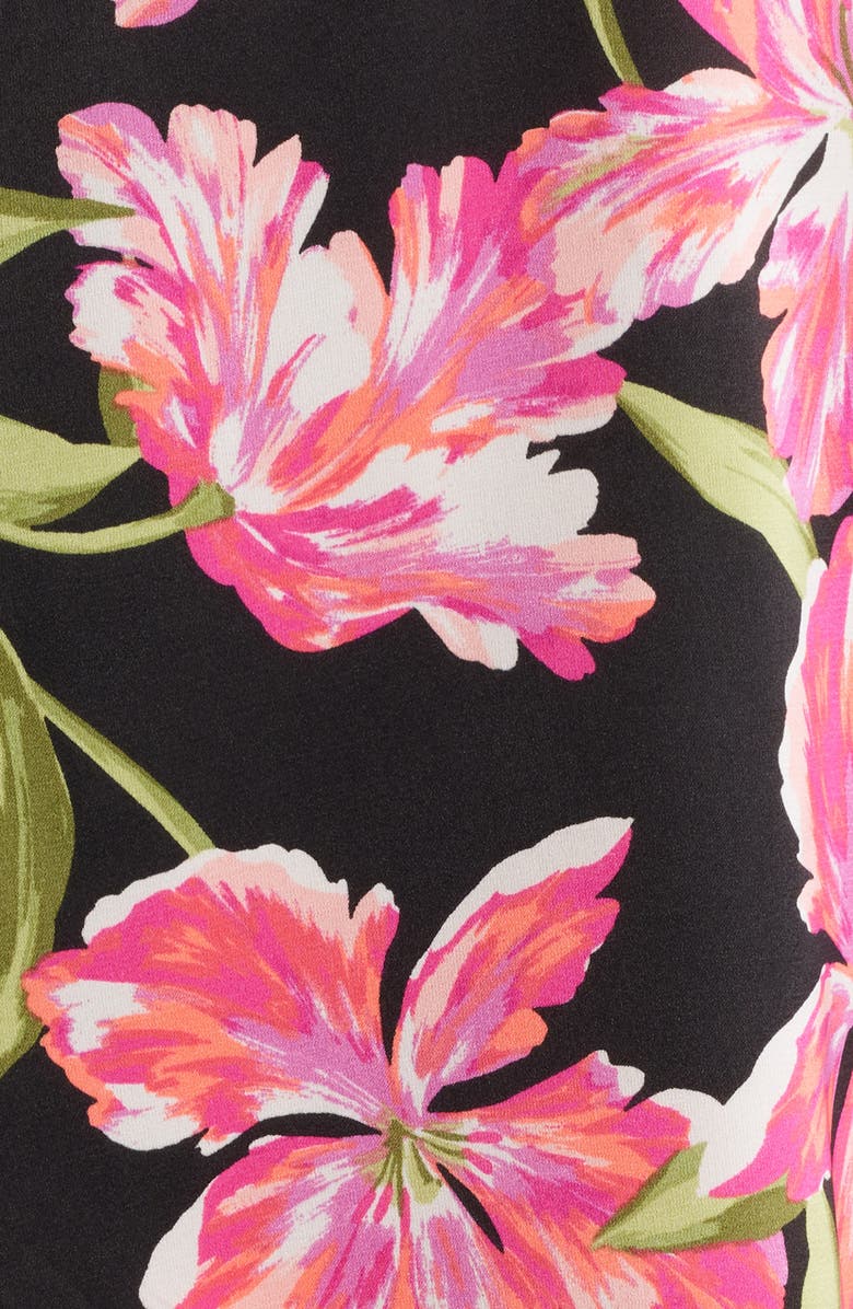 Anne Klein Patio Print Cowl Neck Tiered Midi Dress, Alternate, color, Anne Black Multi