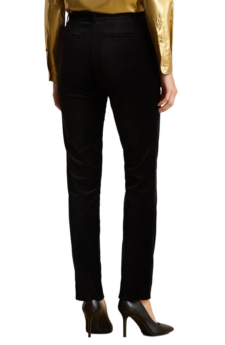 Lauren Ralph Lauren Stretch Velvet Ankle Straight Leg Pants, Alternate, color, Black Velvet