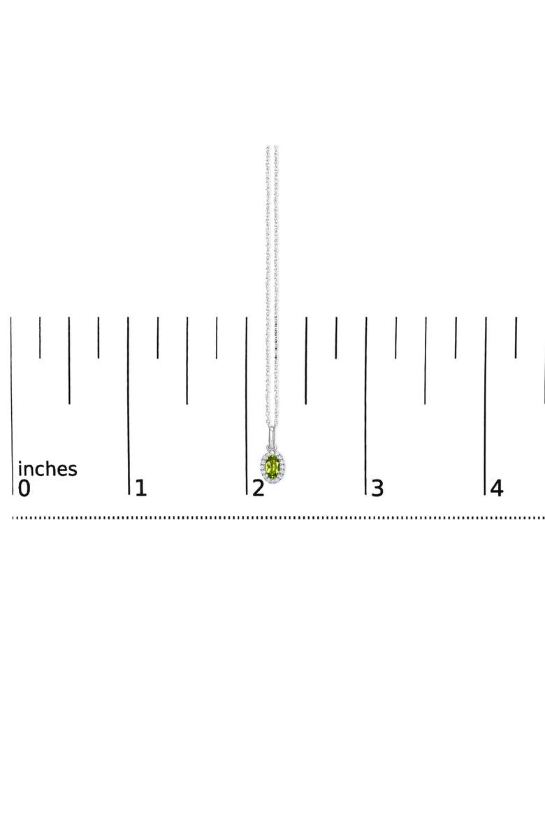 Haus of Brilliance 10K White Gold 5x3mm Gemstone and Diamond Accent Halo Oval Shape 18" Pendant Necklace, Alternate, color, Green Peridot | White