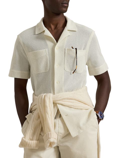 Big & Tall Pointelle Button-Down Polo Shirt
