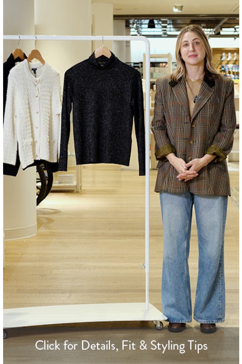 Long Sleeve Metallic Wool Blend Turtleneck Top video