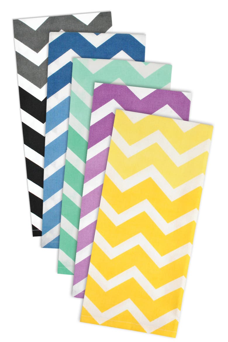 Yellow Chevron Dishtowel Set/2, Main, color, Yellow