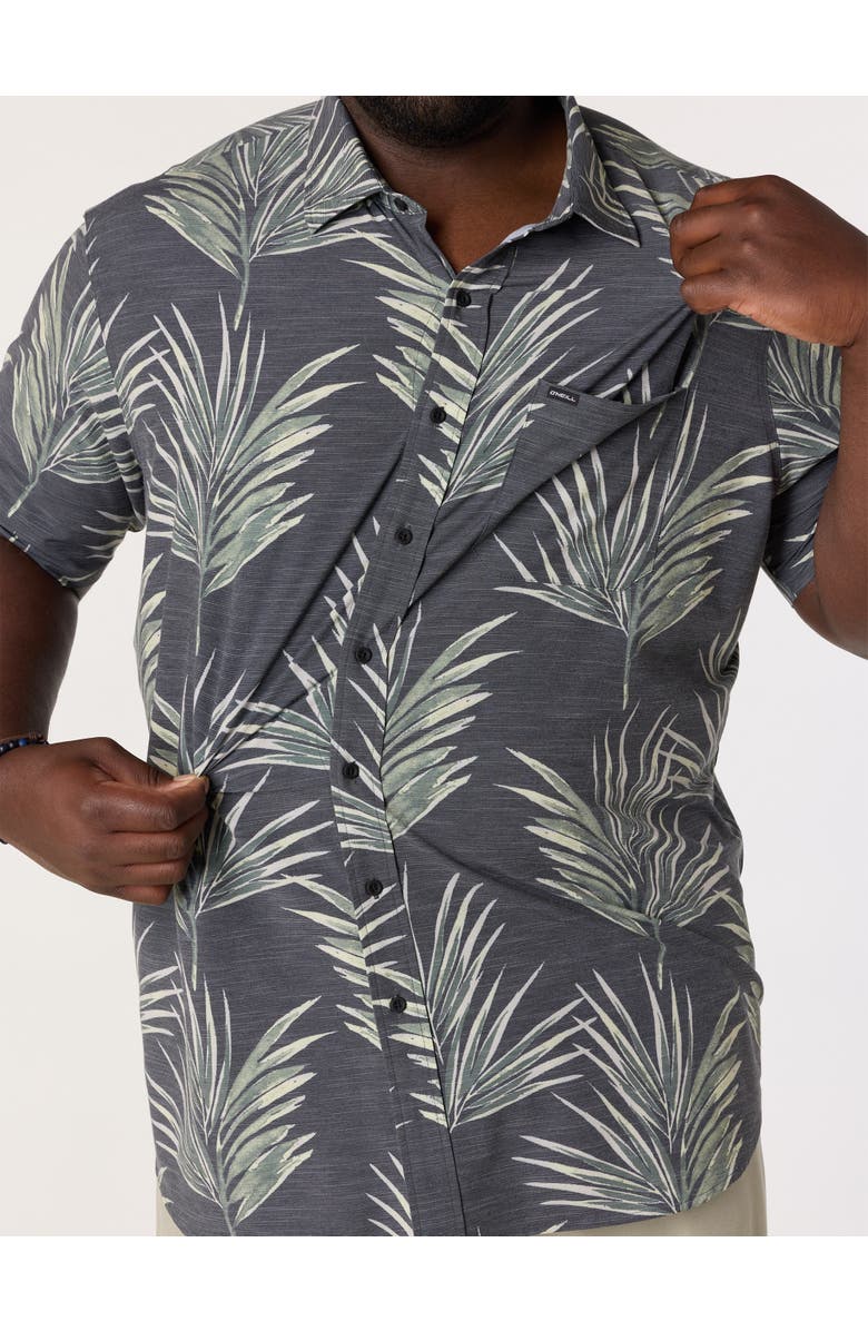 O'Neill Big & Tall Leaf Print Performance Sport Shirt, Alternate, color, Black
