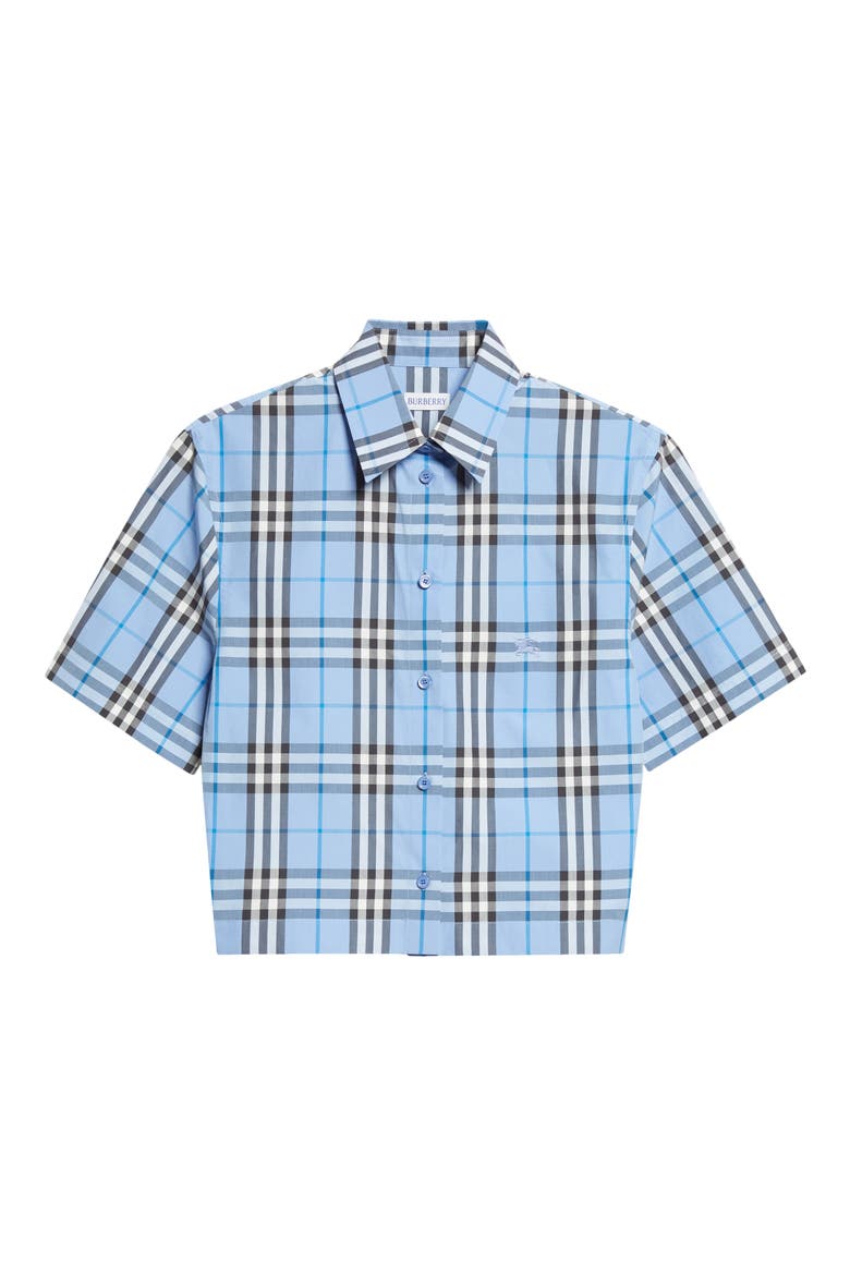 Abby Check Short Sleeve Button-Up Shirt, Alternate, color, CORNFLOWER BLUE CHECKERED