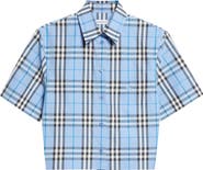 Burberry Abby Check Short Sleeve Button-Up Shirt