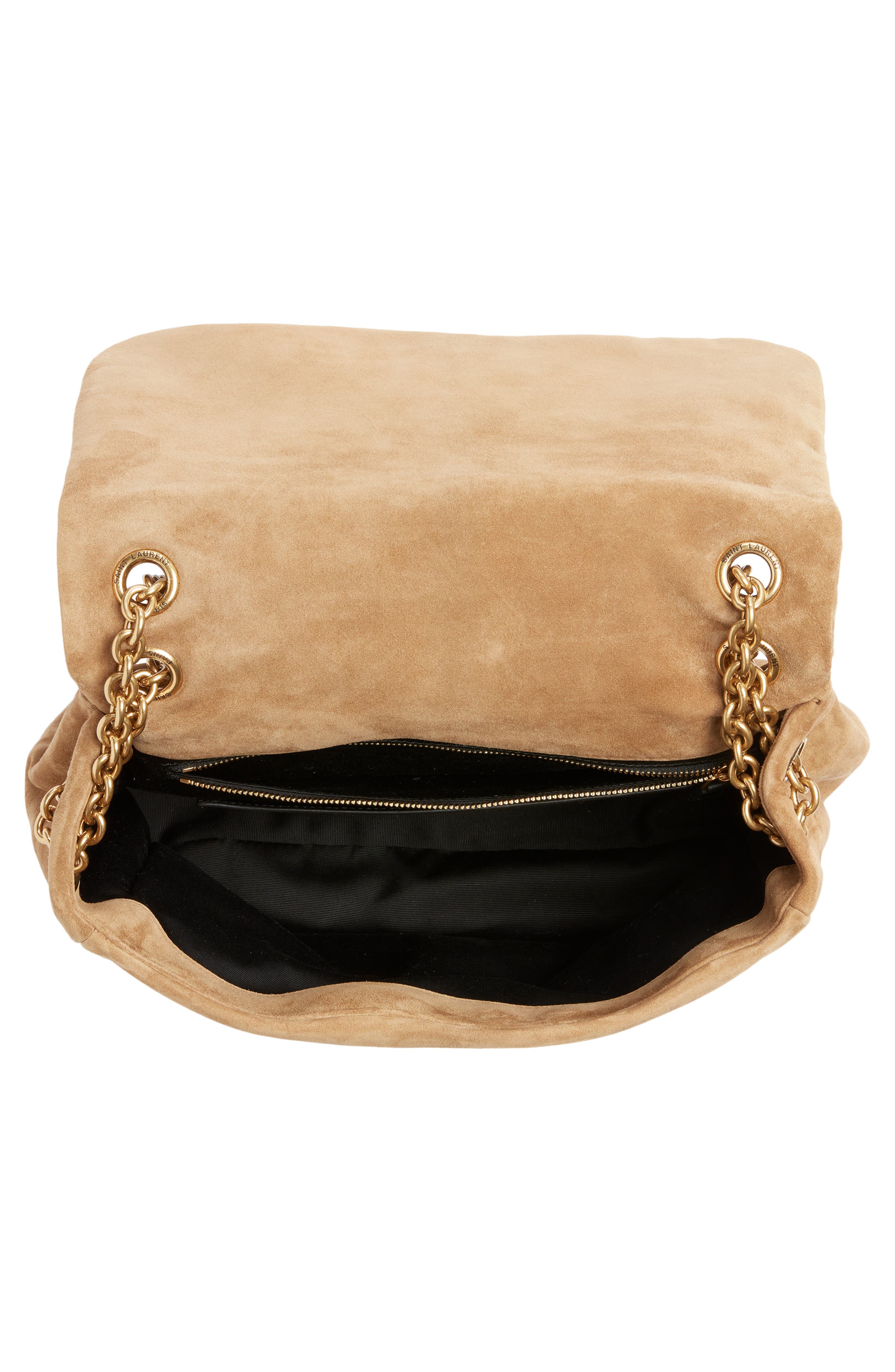 Saint Laurent Medium Jamie 4.3 Carré Rive Gauche Suede Shoulder Bag, Alternate, color, 