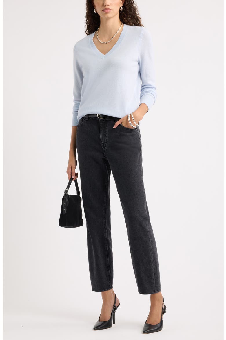 V-Neck Cashmere Sweater, Alternate, color, BLUE XENON