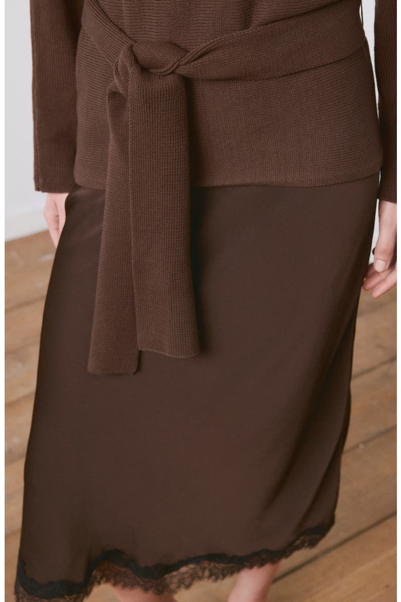 Long Sleeve Belt Sweater, Alternate, color, CHOCOLATE