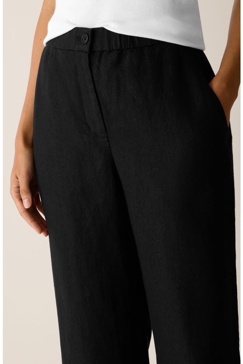 Straight Leg Linen Pants, Alternate, color, BLACK