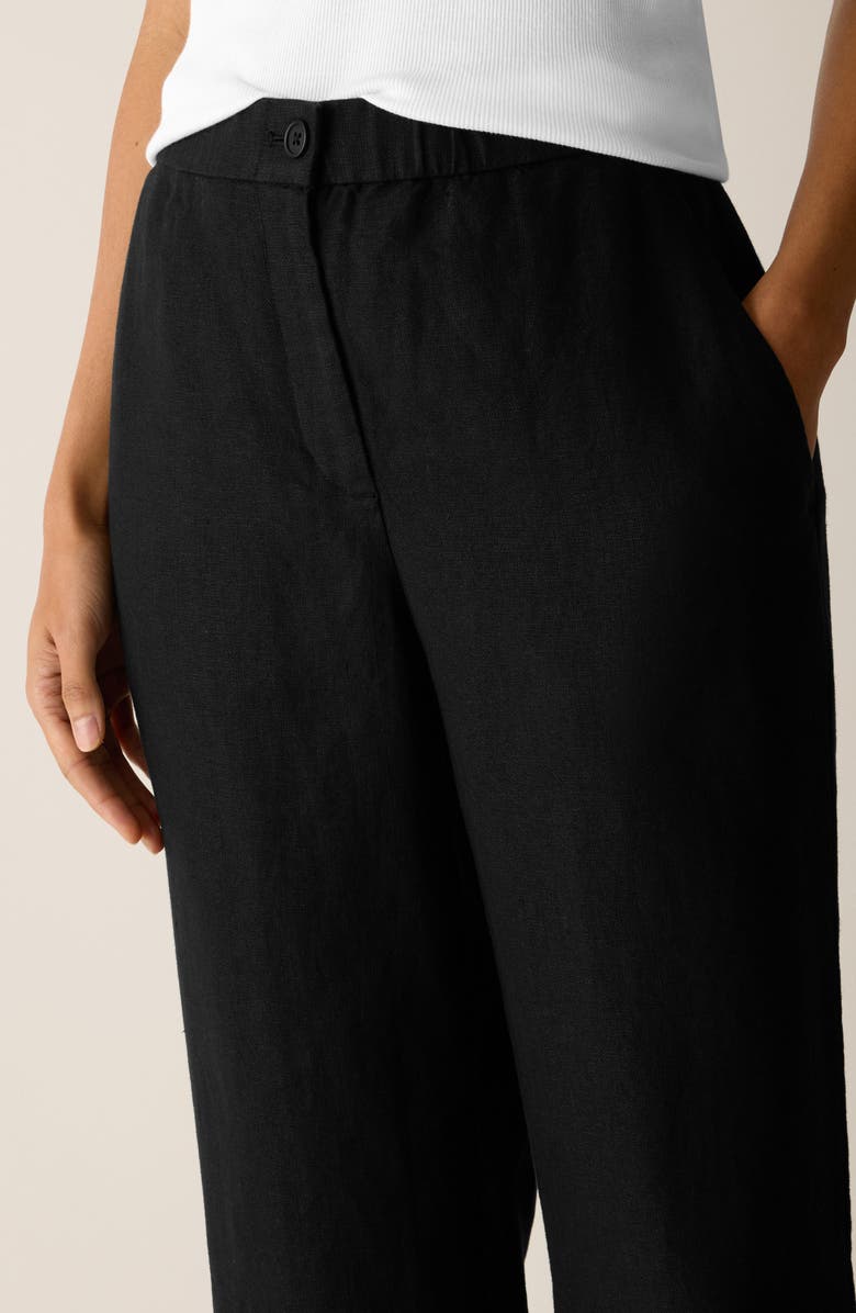 Eileen Fisher Straight Leg Linen Pants, Alternate, color, Black