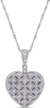 Julianna B. Diamond Locket Heart Necklace 10k