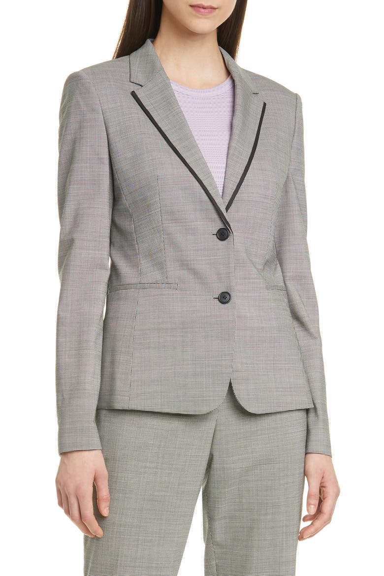 Julea 5 Mini Houndstooth Jacket, Main, color, BLACK FANTASY