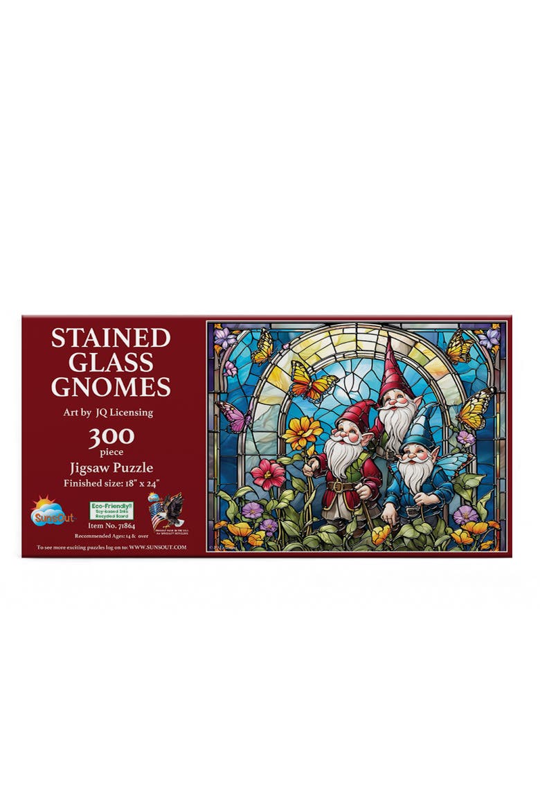 Stained Glass Gnomes 300 piece Jigsaw Puzzle for Adults, Alternate, color, Multicolor