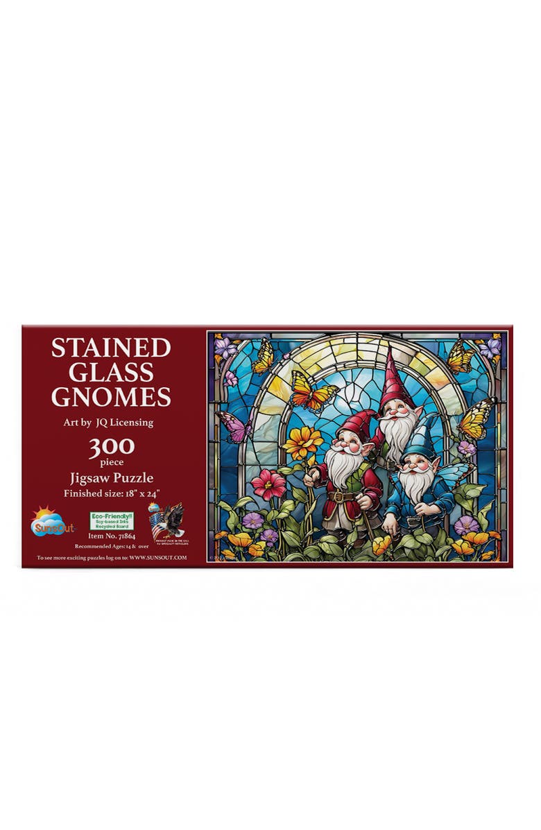 Sunsout Stained Glass Gnomes 300 piece Jigsaw Puzzle for Adults, Alternate, color, Multicolor