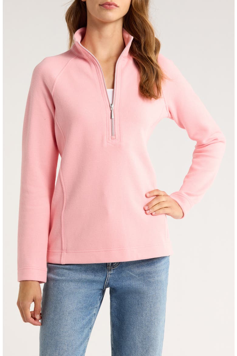 New Aruba Stretch Cotton Half Zip Pullover, Main, color, QUARTZ PINK