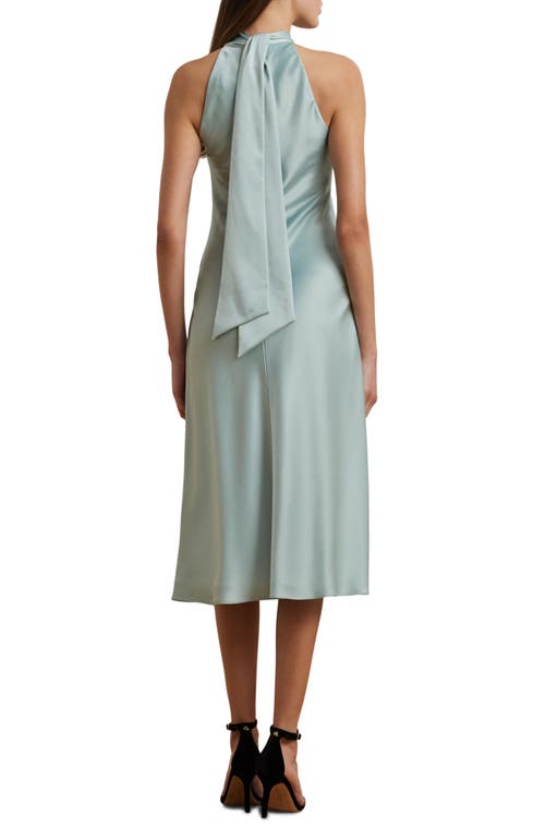 Ralph Lauren Women's Satin Charmeuse Halter Cocktail Dress In Aqua Pearl