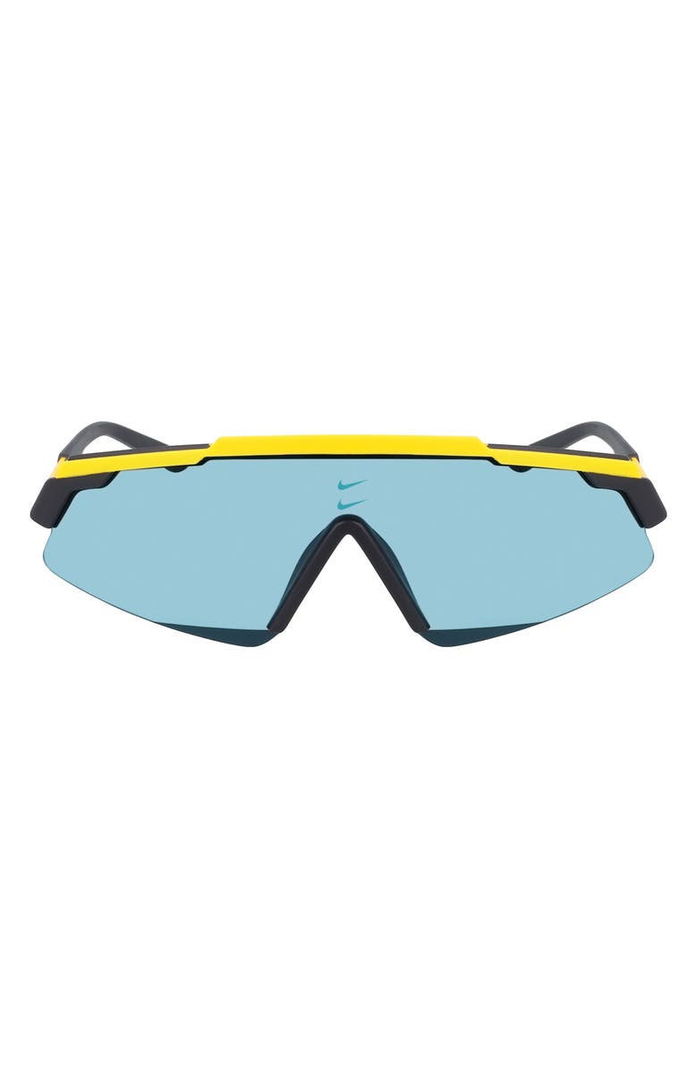 Nike Marquee 66mm Oversize Shield Sunglasses, Main, color, Laser Orange/Teal