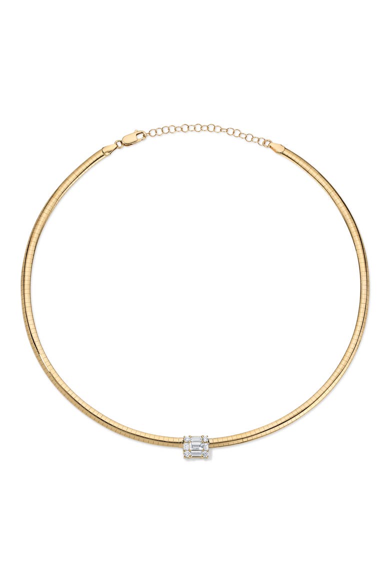 Clarity Omega Cube Diamond Pendant Choker Necklace, Main, color, 18K YELLOW GOLD