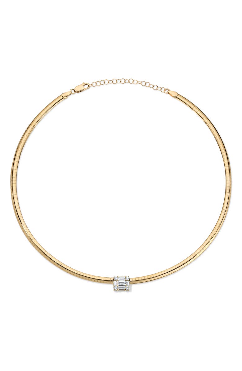 Mindi Mond Clarity Omega Cube Diamond Pendant Choker Necklace, Main, color, 18K Yellow Gold