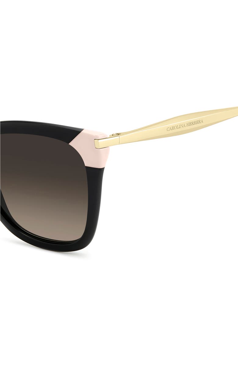 Carolina Herrera Her 54mm Gradient Rectangular Sunglasses, Alternate, color, Black/ Brown Sf
