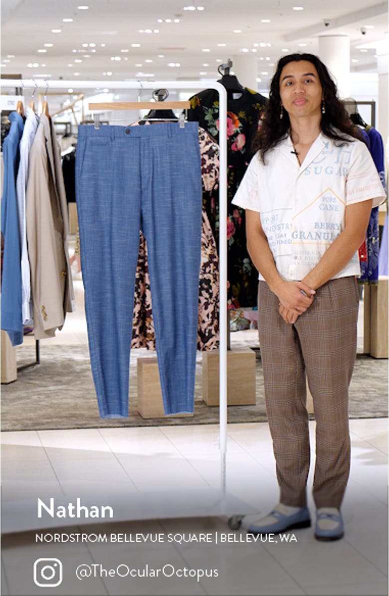 Genius Flat Front Slub Wool Blend Dress Pants, sales video thumbnail