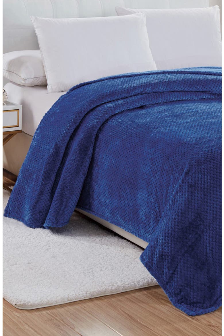 Popcorn Textured Throw Blanket, Alternate, color, NAVY