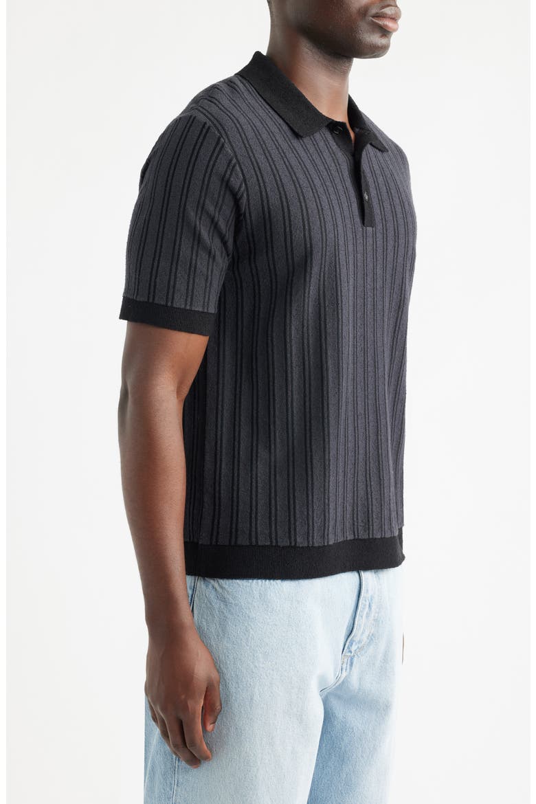 Zuma Stripe Terry Cloth Polo, Alternate, color, NAVY
