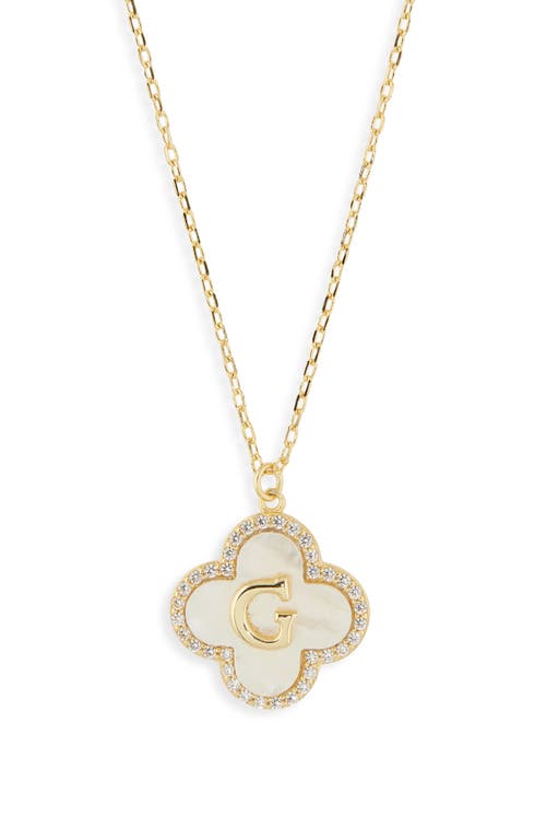 Argento Vivo Sterling Silver Clover Mother-of-pearl Initial Pendant Necklace In Gold