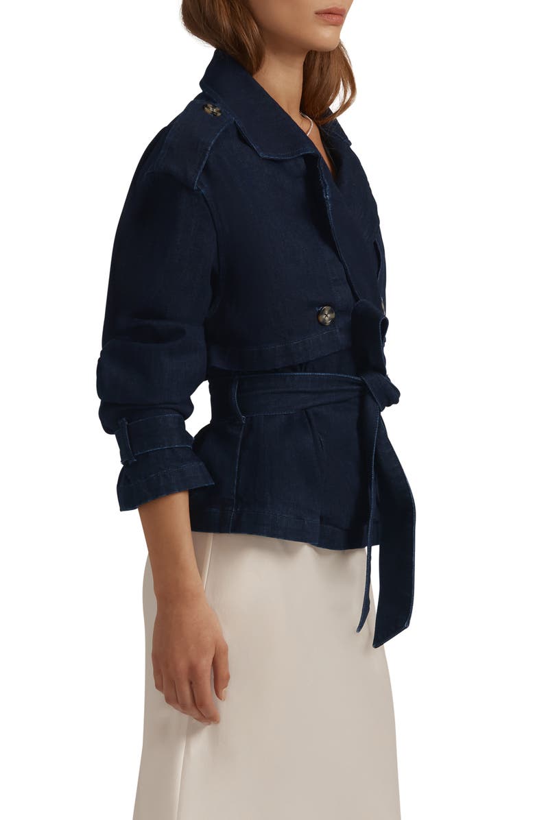 Favorite Daughter The Cropped Charles Denim Trench Coat, Alternate, color, Lisbon
