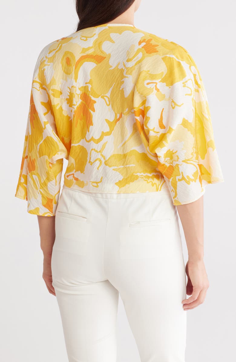 Renee C Floral Twist Front Top, Alternate, color, Yellow