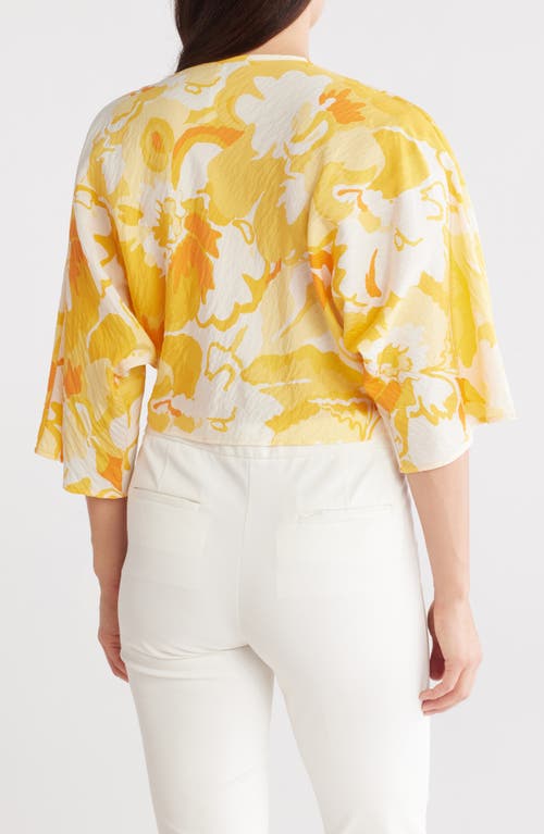 Shop Renee C Floral Twist Front Top In Yellow