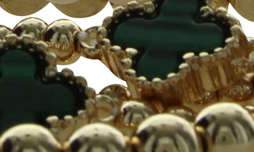 Olivia Welles Set Of 5 Clover Beaded Stackable Bracelets In Gold