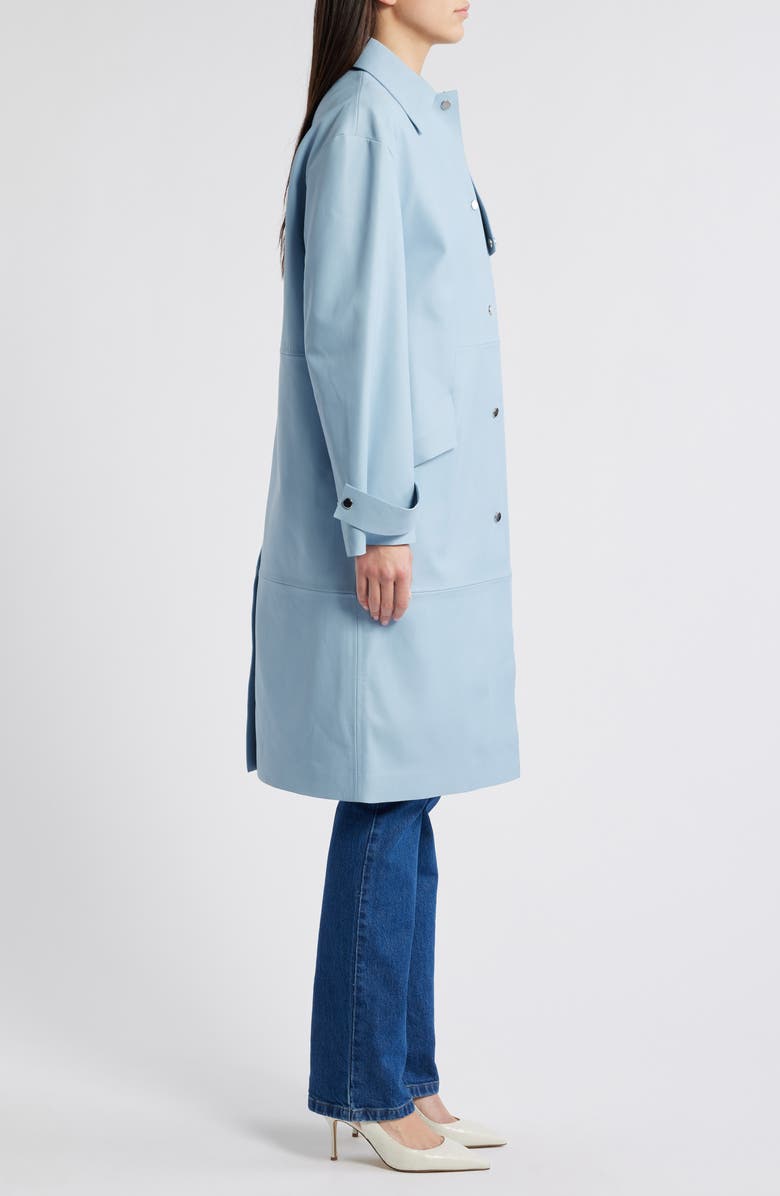 BOSS Sondeli Leather Trench Coat, Alternate, color, Chambray Blue