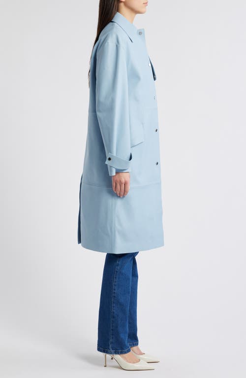 Hugo Boss Boss Sondeli Leather Trench Coat In Chambray Blue