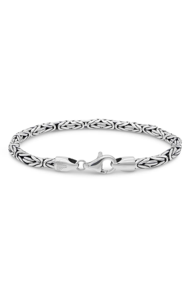 DEVATA Gender Inclusive Sterling Silver Borobudur Round 4mm Chain Bracelet, Alternate, color, Silver