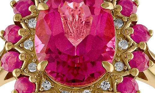 Fzn 14k Gold Over Silver Pink Topaz, Ruby & Diamond Ring In Multi