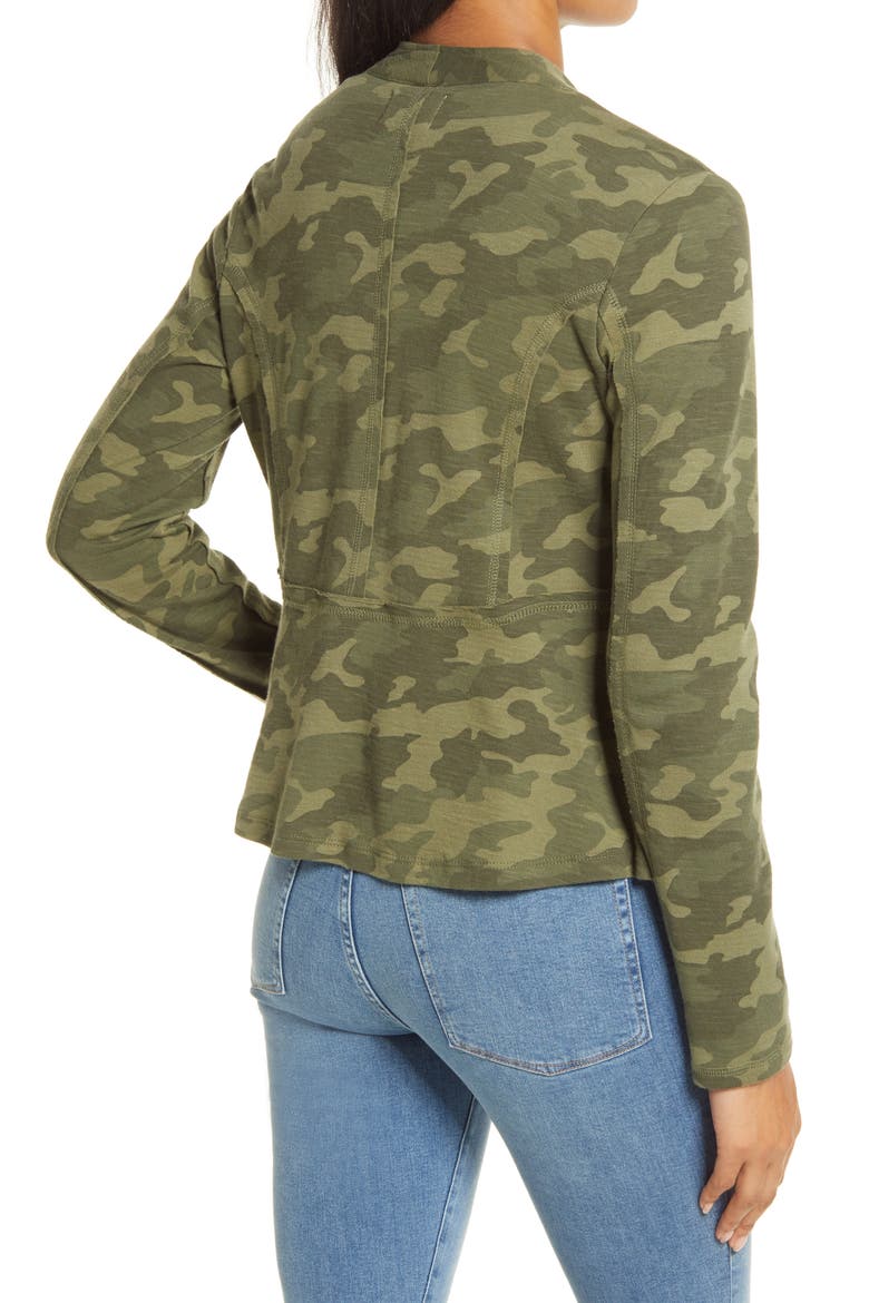 Drape Collar Knit Blazer, Alternate, color, OLIVE CAMO PRINT