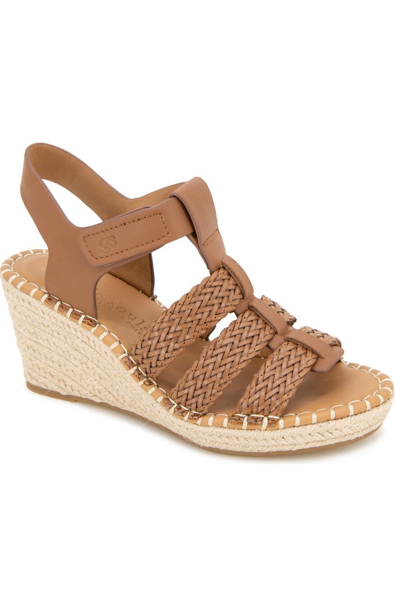 Gentle Souls Caplin Slingback Espadrille Platform Wedge Sandal, Main, color, Tan Leather