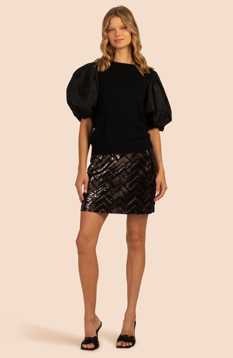 Trina Turk Rico Sequin Skirt, Alternate, color, Black