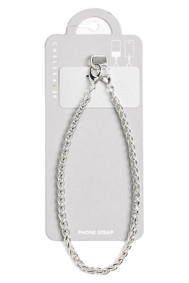 Braided Chain Phone Strap, Alternate, color, SILVER