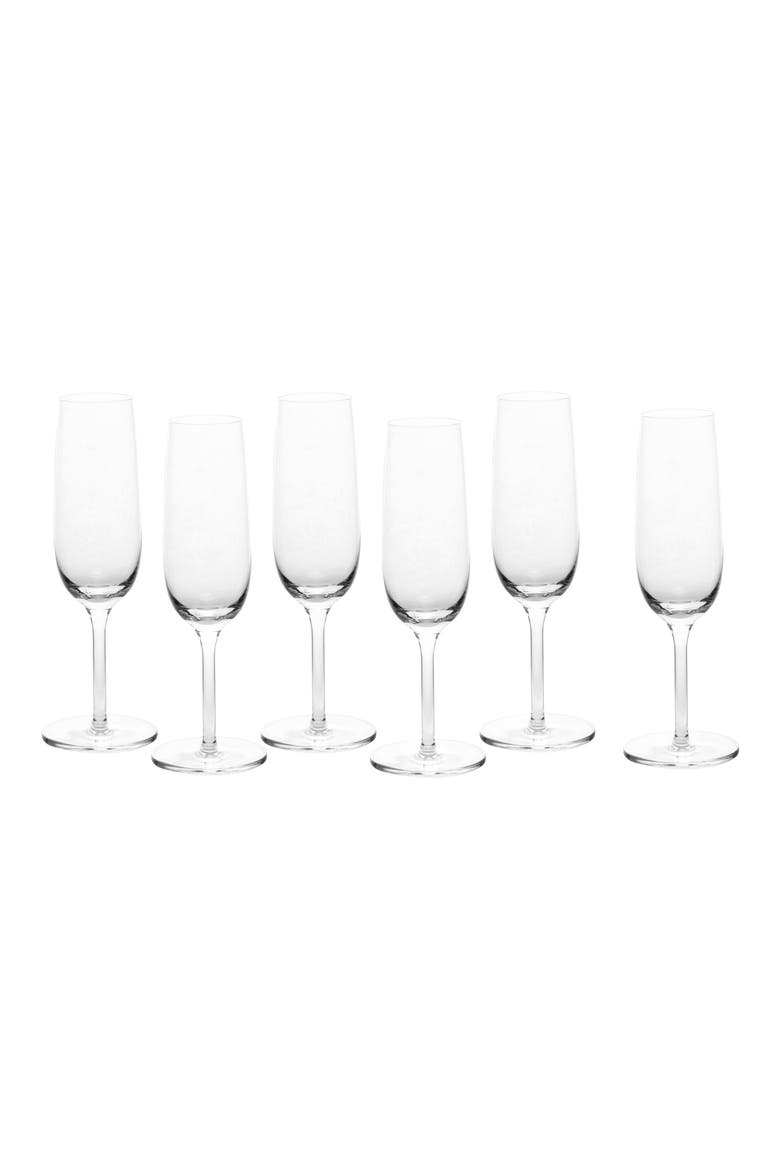 Banquet Set of 6 Champagne Flute Glasses, Main, color, CLEAR