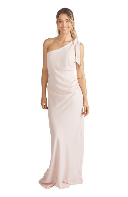 Six Stories Bow One Shoulder Crepe Bridesmaid Dress in Blush at Nordstrom, Size 2