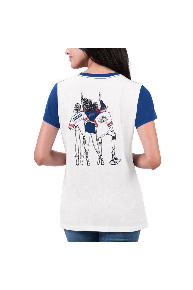 Women's G-III 4Her by Carl Banks White/Royal Buffalo Bills Fashion Illustration T-Shirt, Alternate, color, White