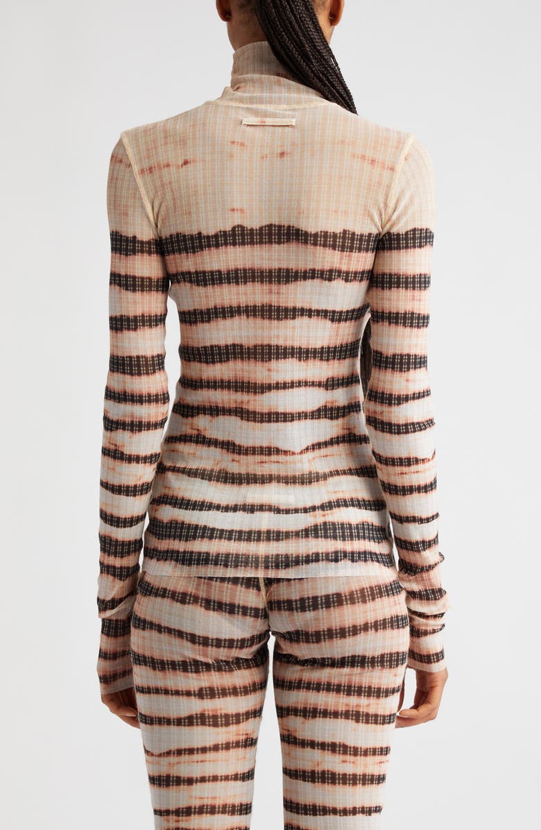 Jean Paul Gaultier x KNWLS Stripe Semisheer Tulle Turtleneck Top, Alternate, color, 