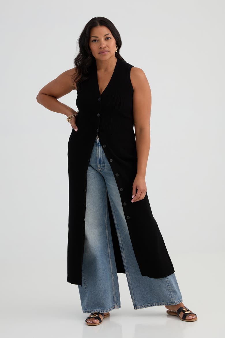 The Rib Sleeveless Knit Duster Midi Dress, Main, color, INK
