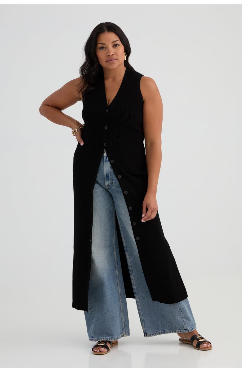 KADA The Rib Sleeveless Knit Duster Midi Dress, Main, color, Ink